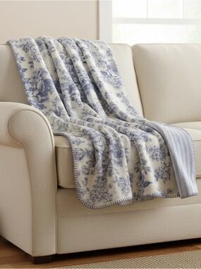 Laura Ashley Reversible Coco Flannel Throw 49 x 67